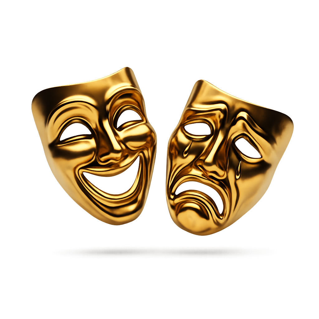 Gold drama mask logo